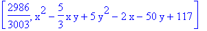 [2986/3003, x^2-5/3*x*y+5*y^2-2*x-50*y+117]
